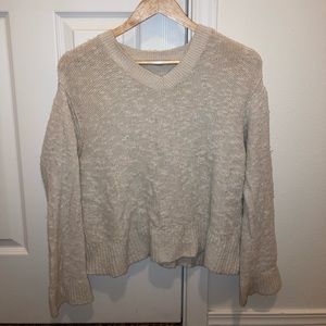 everlane sand cotton linen v neck sweater - size medium